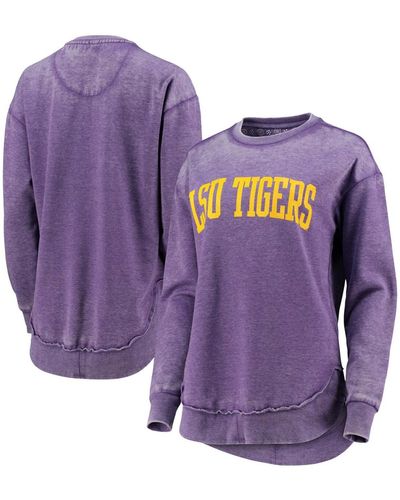 Pressbox Lsu Tigers Vintage-like Wash Pullover Sweatshirt - Purple