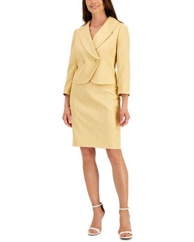 Nipon Boutique Floral-jacquard Jacket & Pencil Skirt Suit - Yellow