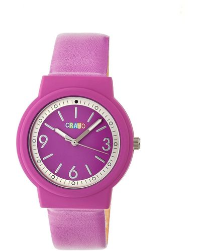 Crayo Vivid Leatherette Strap Watch 36mm - Purple