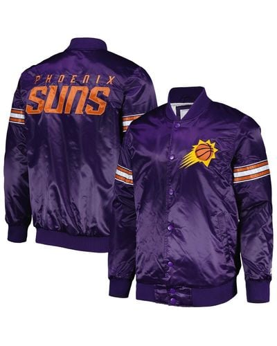 Starter Phoenix Suns Pick And Roll Satin Full-snap Varsity Jacket - Purple
