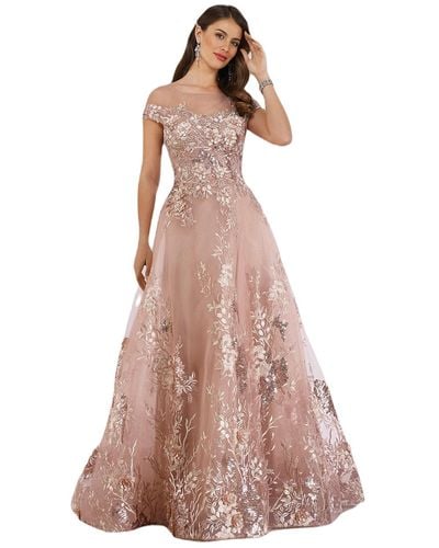 Lara Beautiful Lace Applique A-line Ball Gown - Brown