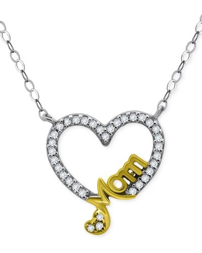 Giani Bernini Cubic Zirconia Mom Heart Pendant Necklace - Metallic