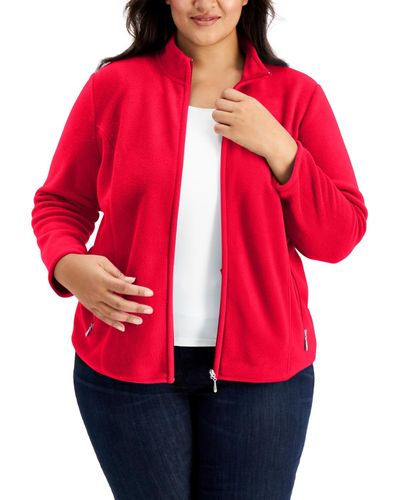 Karen Scott Plus Size Zeroproof Jacket - Red
