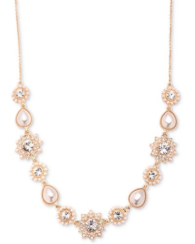 Marchesa Gold-tone Crystal & Imitation Flower Statement Necklace - Natural