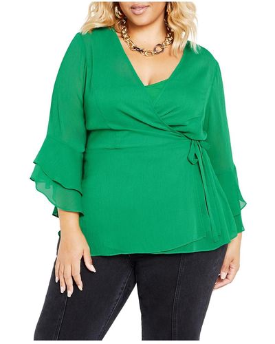 City Chic Plus Size Charlie Top - Green