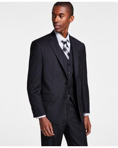 Michael Kors Classic-fit Wool Stretch Solid Suit Jacket - Blue