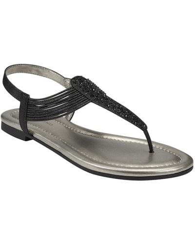 Bandolino Kayte Embellished T-strap Flat Sandals - Black