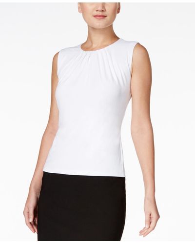 Calvin Klein Sleeveless Pleated Top - White