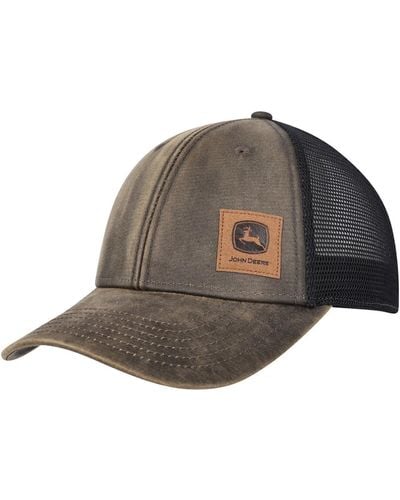 Top Of The World John Deere Classic Oil Skin Corner Logo Trucker Adjustable Hat - Gray
