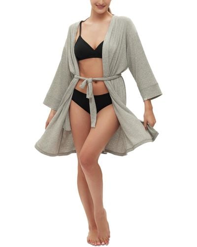 Gap Body Long-sleeve Ribbed Belted Robe - White