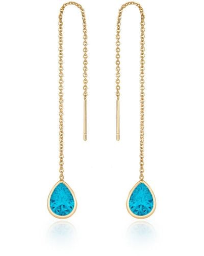 Ettika Barely 18k Crystal Dangle Earrings - Blue