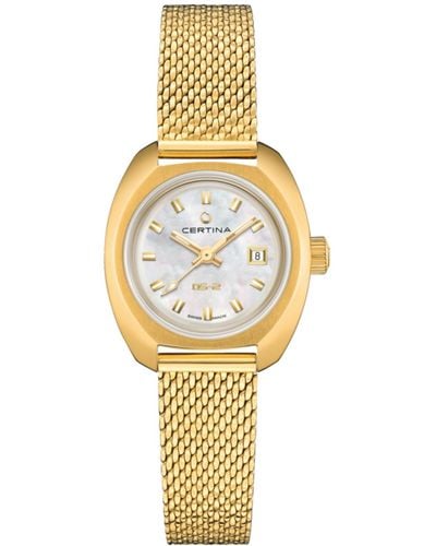 Certina Swiss Automatic Ds-2 Lady Gold Pvd Stainless Steel Mesh Bracelet Watch 28mm - Metallic