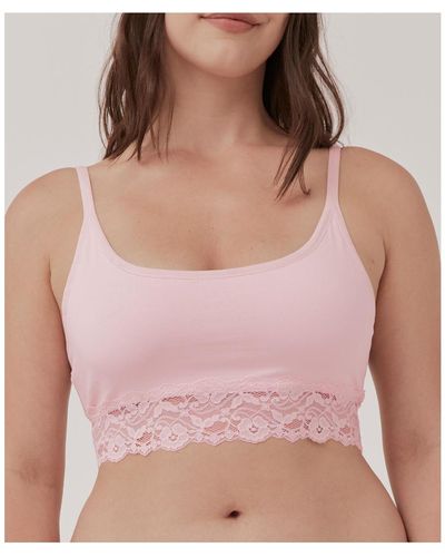 Pact Cotton Lace Smooth Cup Bralette - Pink