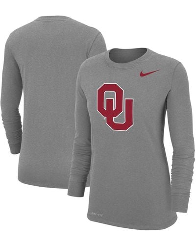 Nike Oklahoma Sooners Logo Performance Long Sleeve T-shirt - Gray