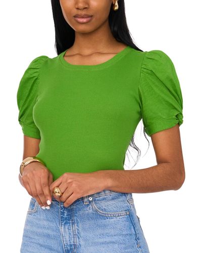 1.STATE Puff Sleeve Short Sleeve Knit T-shirt - Green