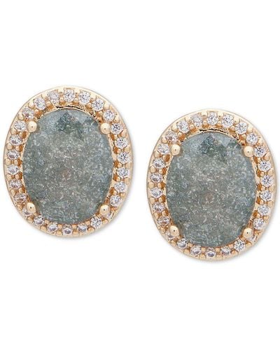 Lonna & Lilly Gold-tone Oval Stone Stud Earrings - Green