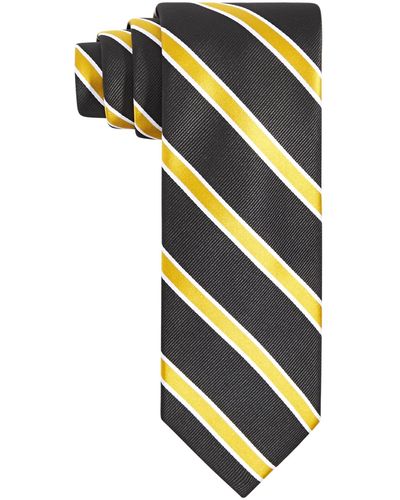 Tayion Collection Black & Stripe Tie - Yellow