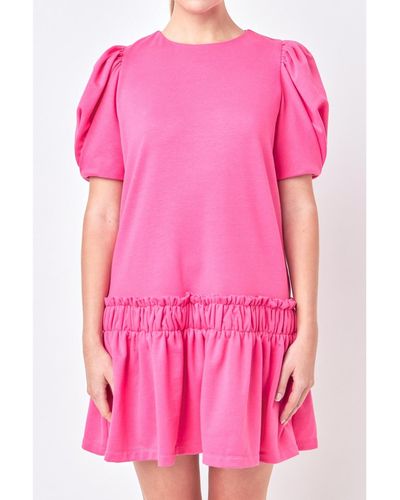 English Factory Puff Sleeve Mini Dress - Pink