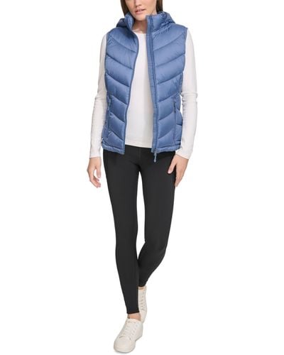 Charter Club Packable Hooded Puffer Vest - Blue