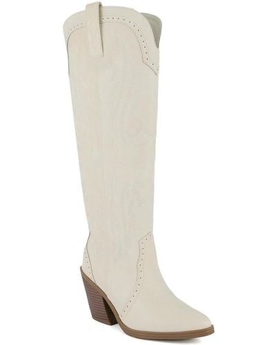 Sugar Kammy Wide Calf Tall Western Boots - White