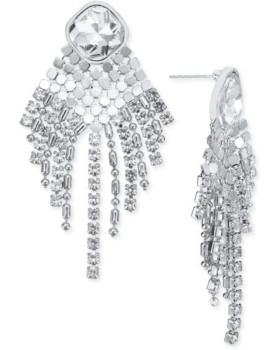 INC International Concepts Crystal & Bead Statement Earrings - White