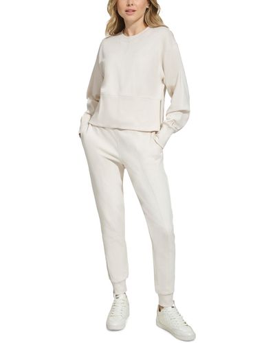 DKNY Sport Cotton Performance Cropped Zip-detail Sweatshirt - White