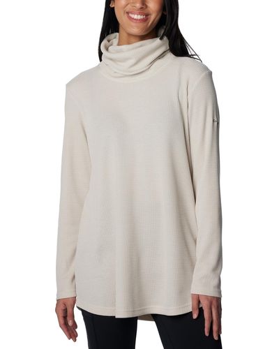 Columbia Holly Hideaway Waffle Cowl-neck Pullover Top - Gray