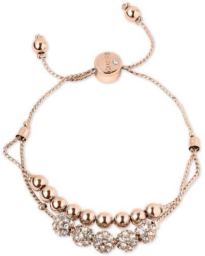Guess Pave Beaded Double-row Slider Bracelet - Metallic
