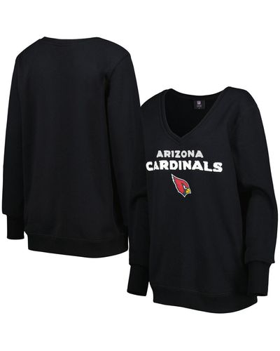 Cuce Arizona Cardinals Sequin Logo V-neck Pullover Sweatshirt - Black