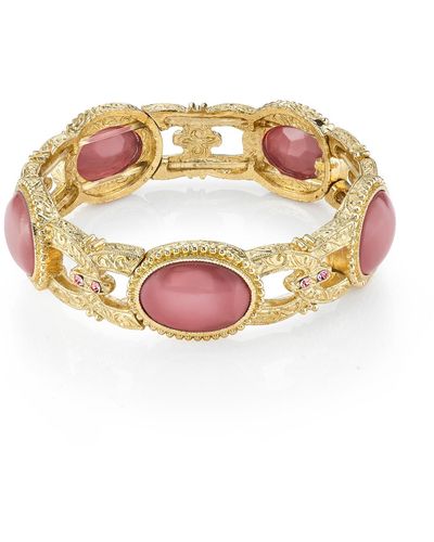2028 Gold Tone Moonstone Stretch Bracelet - Pink
