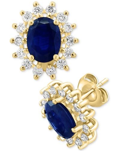 Effy Effy® Sapphire (2-7/8 Ct. T.w.) & Diamond (5/8 Ct. T.w.) Halo Stud Earrrings In 14k Gold - Blue