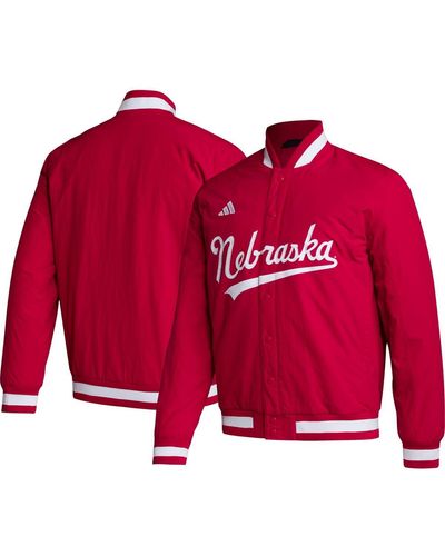 adidas Red Huskers Baseball Coaches Full-snap Jacket