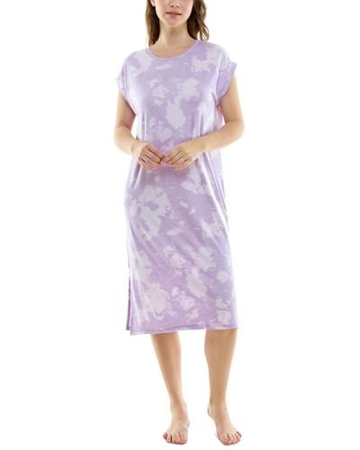 Roudelain Printed Dolman-sleeve Sleepshirt - Purple