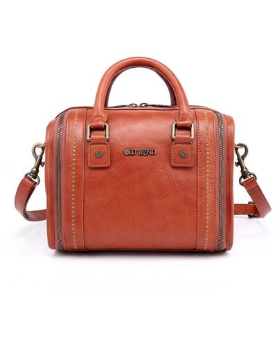 Old Trend Genuine Leather Mini Trunk Crossbody Bag - Red