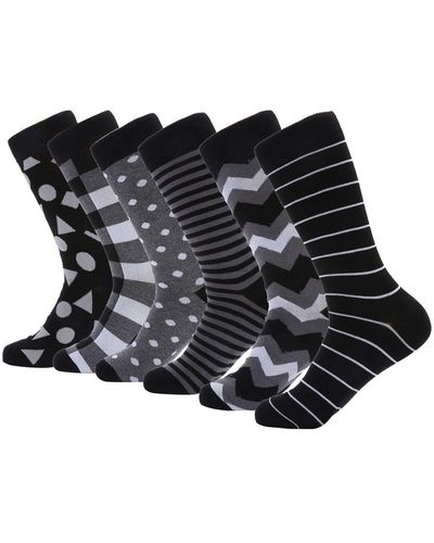 Mio Marino Dress Crew Socks 6 Pack - Black