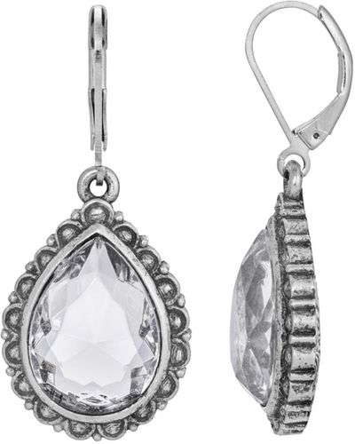 2028 Glass Silver-tone Teardrop Earrings - Metallic