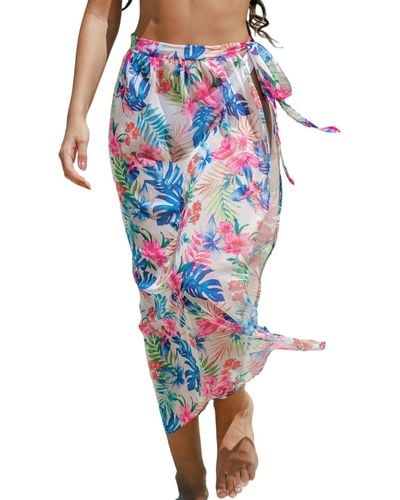 CUPSHE Tropical Side Tie Sarong - Blue