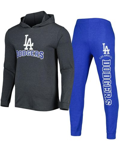 Concepts Sport Heather Royal And Heather Charcoal Los Angeles Dodgers Meter Hoodie And sweatpants Set - Blue