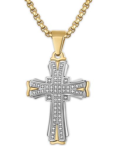 Macy's Diamond Cross 22" Pendant Necklace (1/3 Ct. T.w. - Metallic