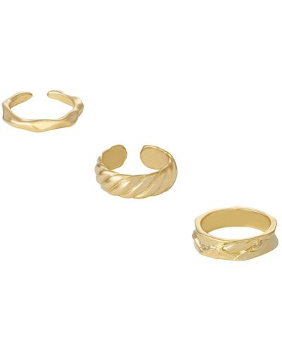 Ettika Plated Thick Modern Ring Set - Metallic