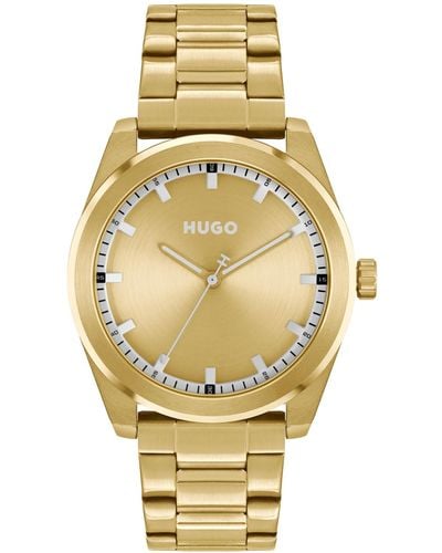 HUGO Bright Quartz Ionic Plated Thin Gold-tone Steel Watch 42mm - Metallic