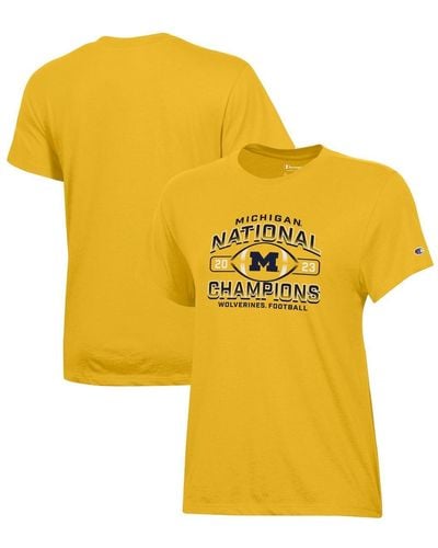Champion Michigan Wolverines College Football Playoff 2023 National S T-shirt - Yellow