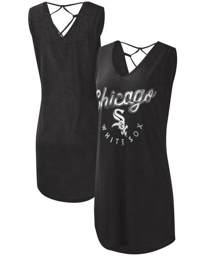 G-III 4Her by Carl Banks Chicago White Sox Game Time Slub Beach V-neck Cover-up Dress - Black