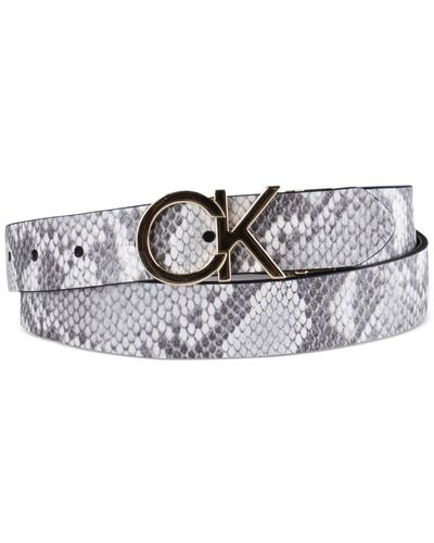 Calvin Klein Reversible Monogram Buckle Belt - Gray
