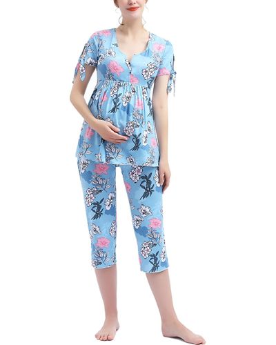 Kimi + Kai Kimi + Kai Maternity Daya Nursing 2-piece Pajama Set - Blue