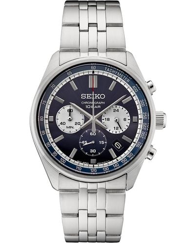 Seiko Chronograph Essentials Stainless Steel Bracelet Watch 42mm - Blue