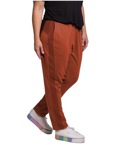Standards & Practices Plus Size French Terry Reverse Side Panel Trouser jogger - Red