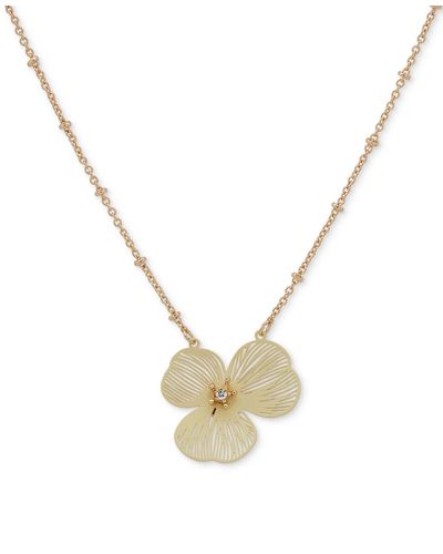 Lonna & Lilly Gold-tone Openwork Flower Pendant Necklace - Metallic
