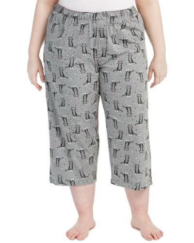 Hue ® Plus Size Sweet Kitty Temp Tech Capri Pajama Pants - Gray