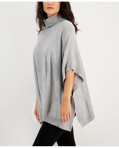 Alfani Turtleneck Poncho Sweater, Created For Macy's - Gray